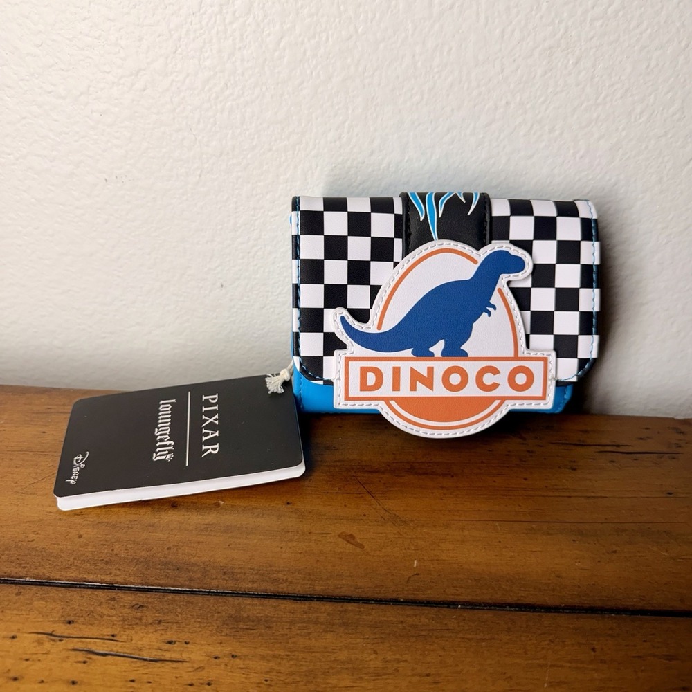 Loungefly Disney Pixar Cars Lightning Mcqueen Dinoco Checkered Wallet NWT